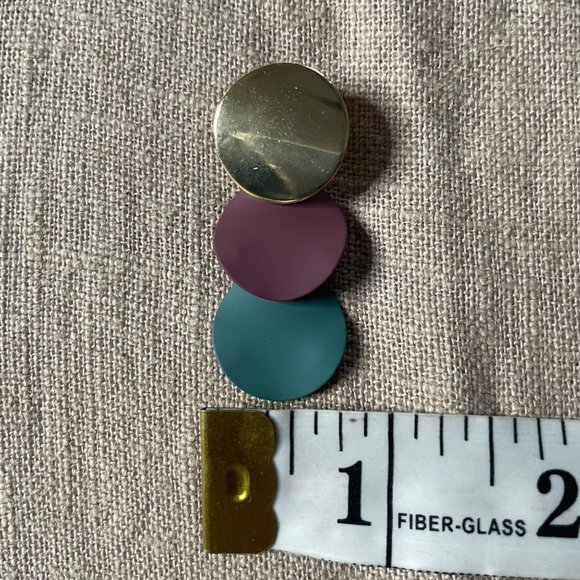 Geometric Drop Dangle Statement Earrings Gold Maroon Teal - Picture 5 of 7